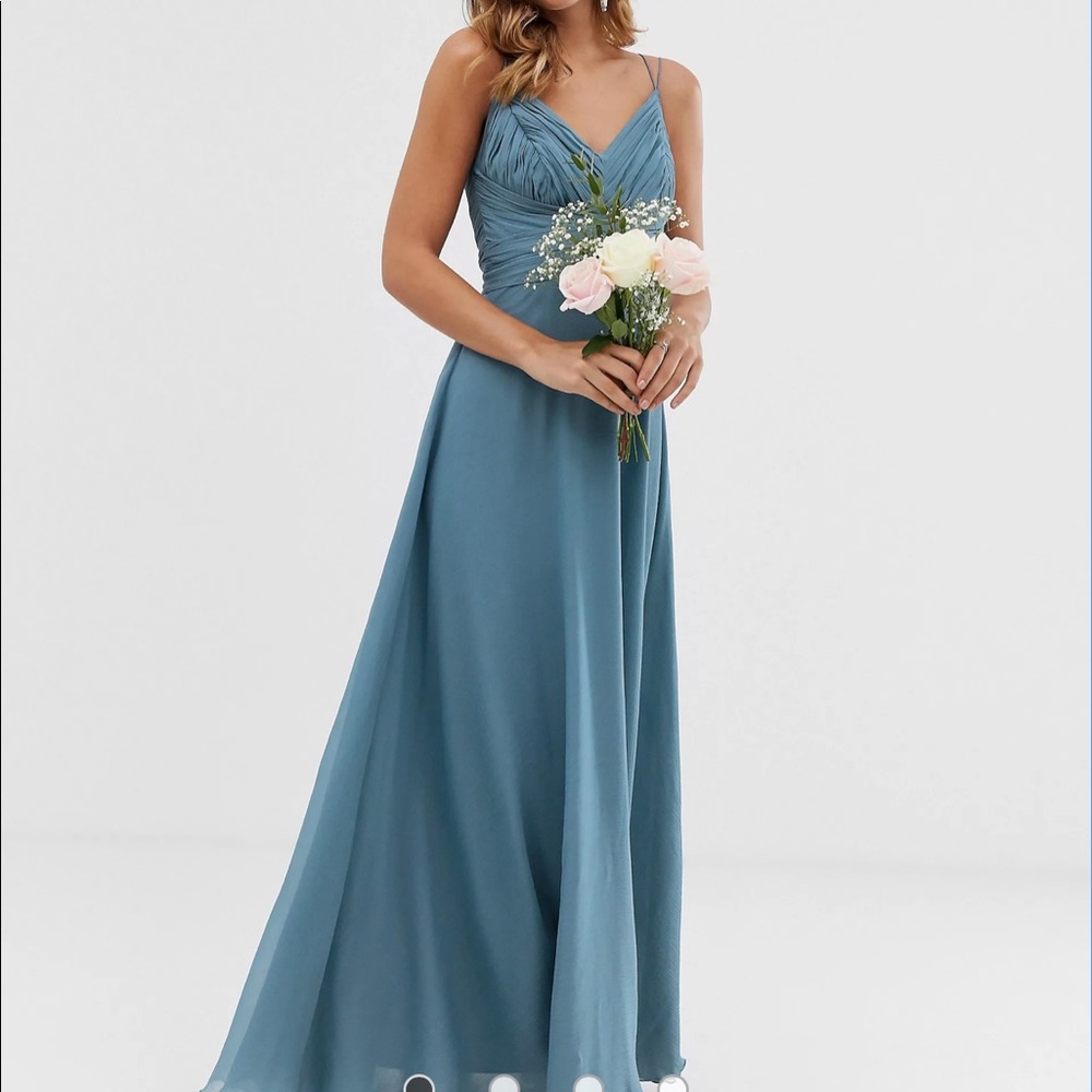 ASOS dusty blue maxi/ bridesmaid dress Size 12 NWT